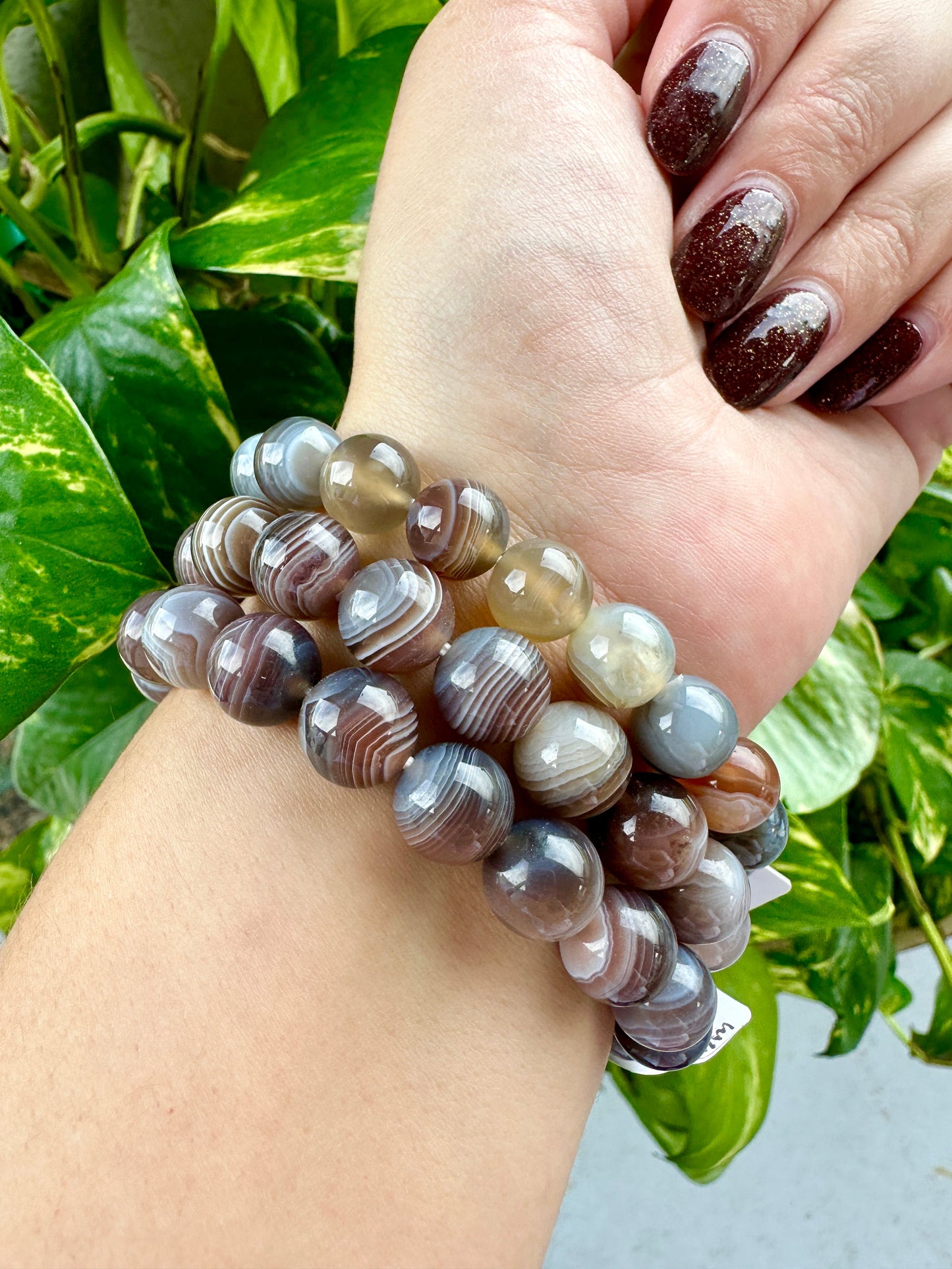 Botswana Agate Bracelet 10mm Beads - Elegant Natural Stone Jewelry for Healing and Fashion, Perfect Gift for Mindfulness