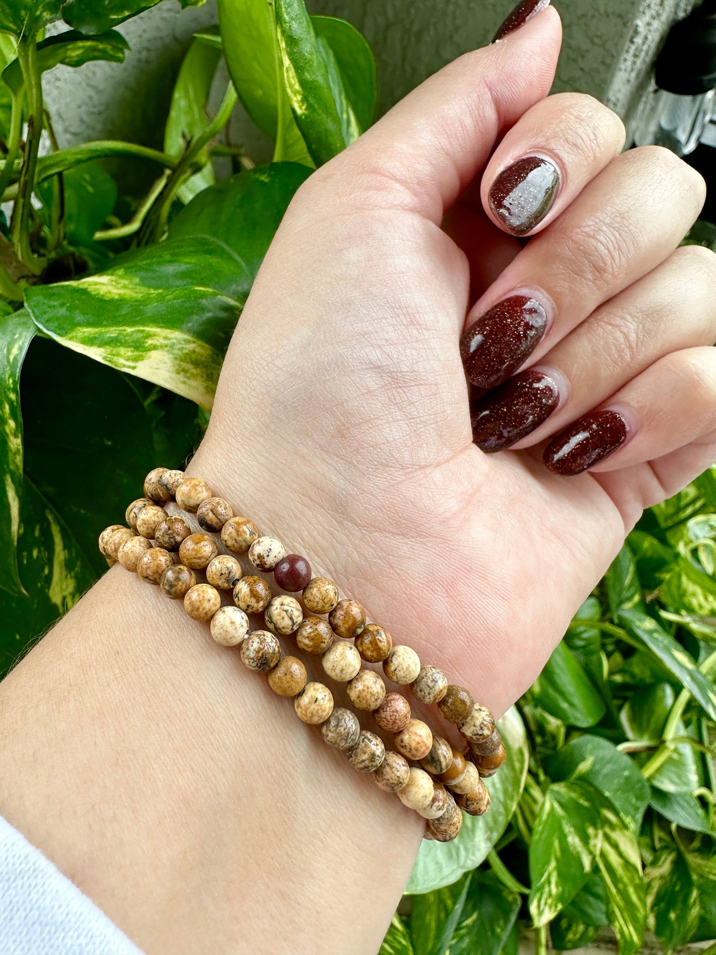 Picture Jasper Bracelet 4mm Beads - Earthy Tone Healing Stone, Handmade Natural Gemstone Jewelry, Spiritual Wellness Accessory