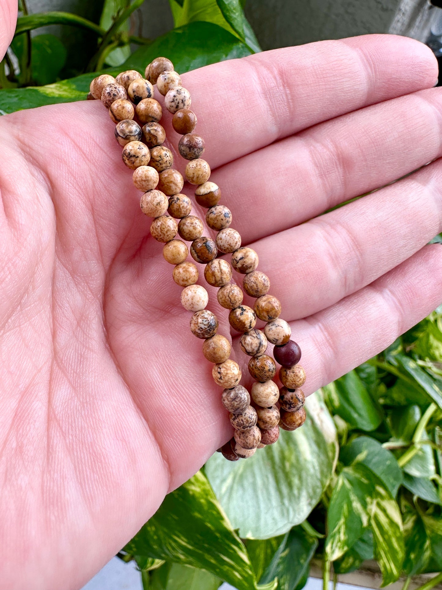Picture Jasper Bracelet 4mm Beads - Earthy Tone Healing Stone, Handmade Natural Gemstone Jewelry, Spiritual Wellness Accessory